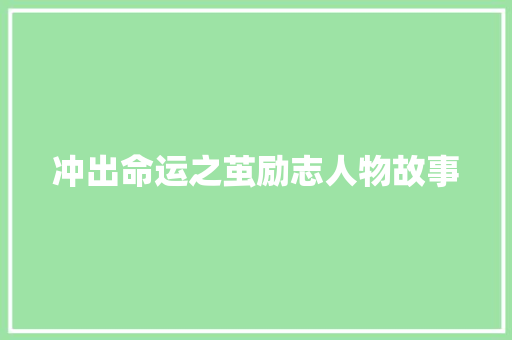 冲出命运之茧励志人物故事