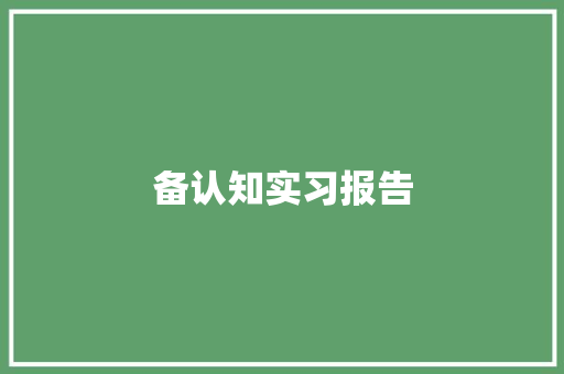 备认知实习报告