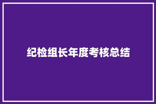 纪检组长年度考核总结 学术范文