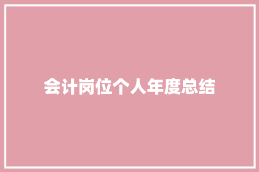 会计岗位个人年度总结