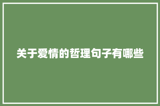 关于爱情的哲理句子有哪些