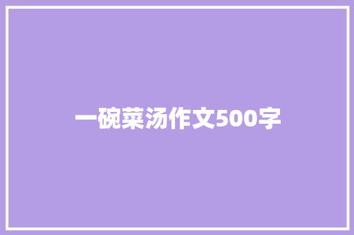 一碗菜汤作文500字