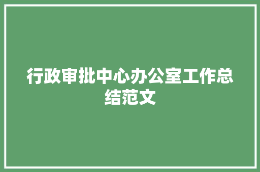 行政审批中心办公室工作总结范文