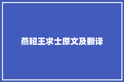 燕昭王求士原文及翻译 工作总结范文