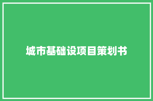 城市基础设项目策划书