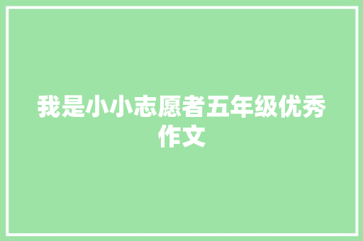 我是小小志愿者五年级优秀作文