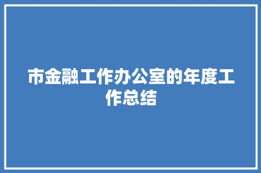 市金融工作办公室的年度工作总结