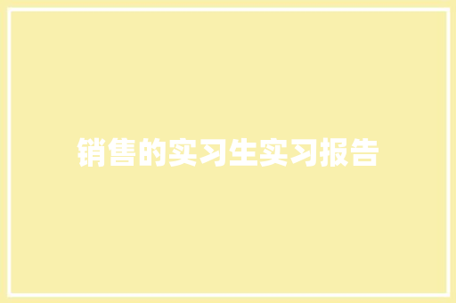 销售的实习生实习报告