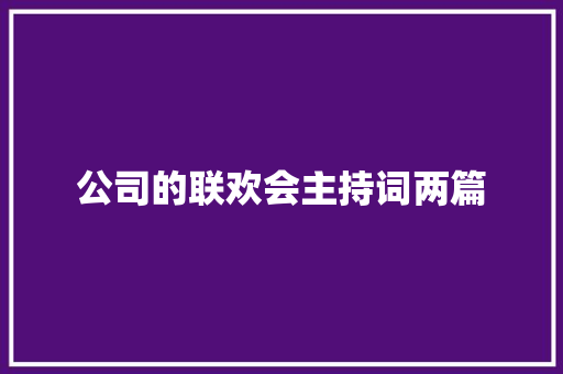 公司的联欢会主持词两篇