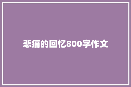 悲痛的回忆800字作文