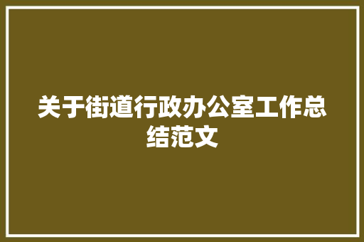 关于街道行政办公室工作总结范文