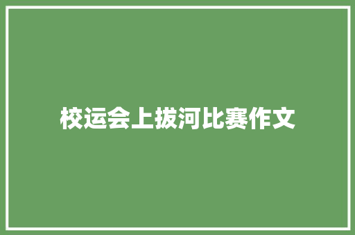 校运会上拔河比赛作文