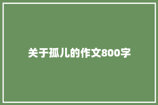 关于孤儿的作文800字