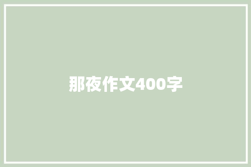 那夜作文400字