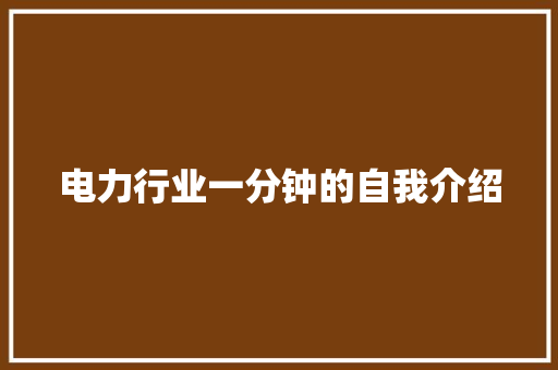 电力行业一分钟的自我介绍