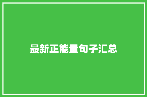 最新正能量句子汇总