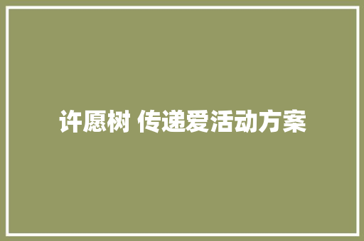 许愿树 传递爱活动方案