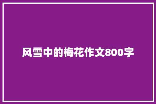 风雪中的梅花作文800字