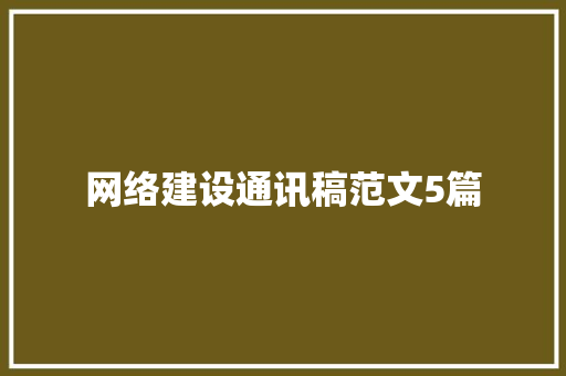 网络建设通讯稿范文5篇