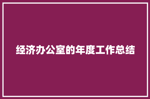 经济办公室的年度工作总结