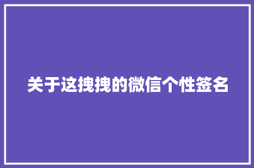 关于这拽拽的微信个性签名