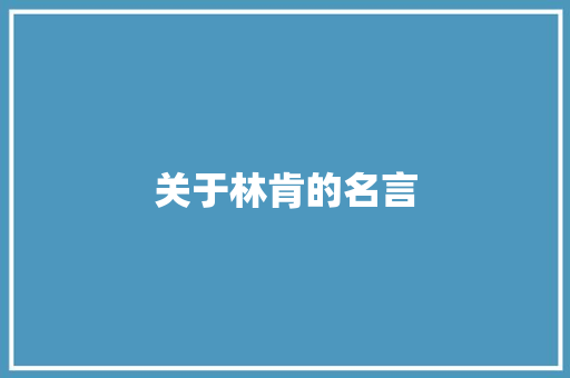 关于林肯的名言