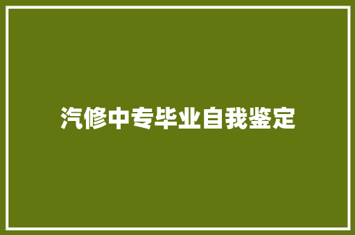 汽修中专毕业自我鉴定