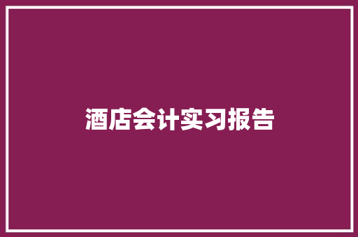 酒店会计实习报告