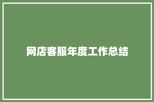 网店客服年度工作总结