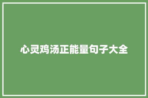 心灵鸡汤正能量句子大全