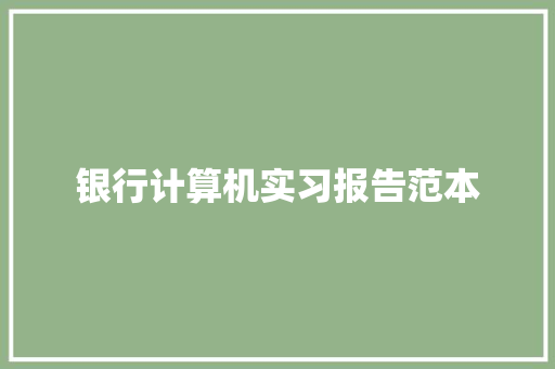 银行计算机实习报告范本