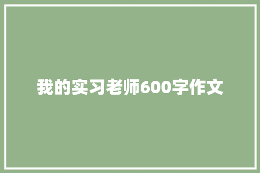 我的实习老师600字作文 报告范文