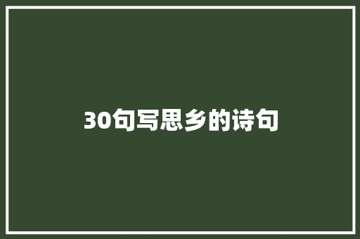 30句写思乡的诗句