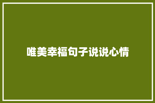 唯美幸福句子说说心情