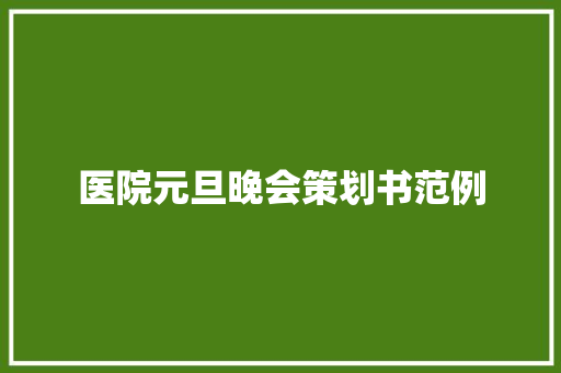 医院元旦晚会策划书范例