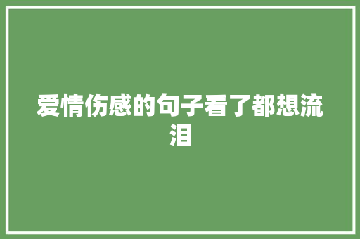 爱情伤感的句子看了都想流泪