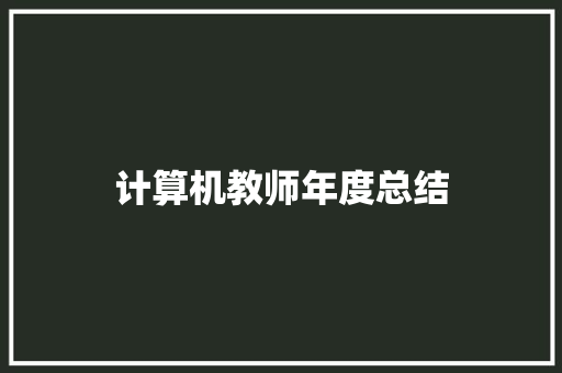 计算机教师年度总结 报告范文