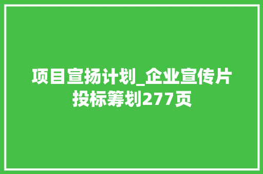 项目宣扬计划_企业宣传片投标筹划277页