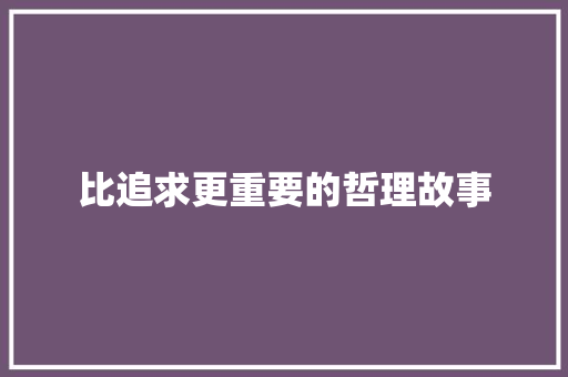 比追求更重要的哲理故事