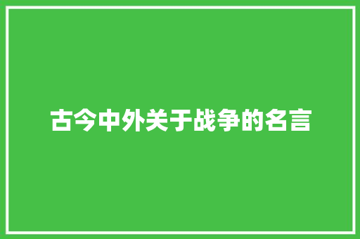 古今中外关于战争的名言