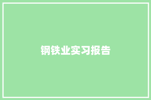 钢铁业实习报告