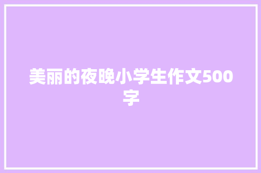 美丽的夜晚小学生作文500字