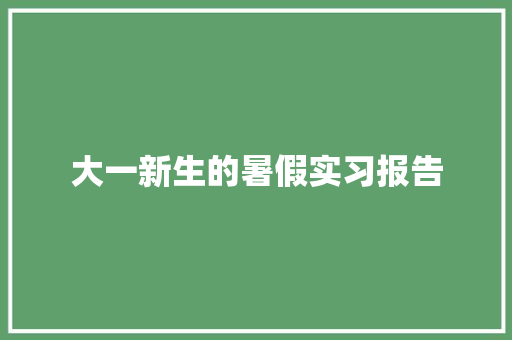 大一新生的暑假实习报告