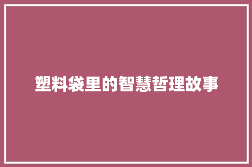 塑料袋里的智慧哲理故事