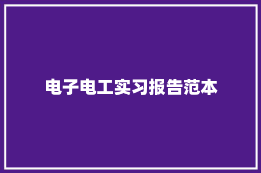 电子电工实习报告范本