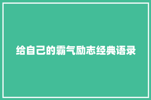 给自己的霸气励志经典语录