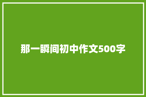 那一瞬间初中作文500字