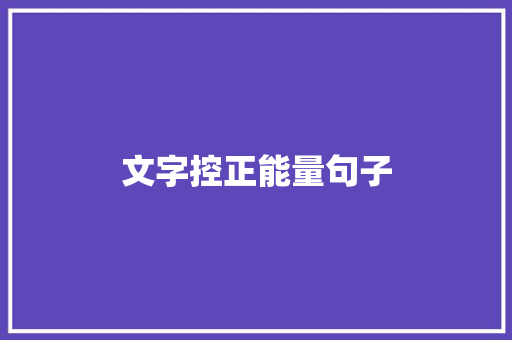 文字控正能量句子