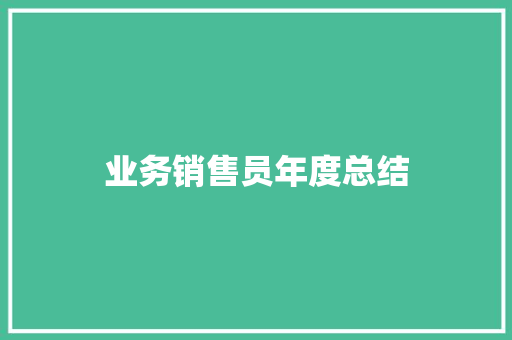 业务销售员年度总结