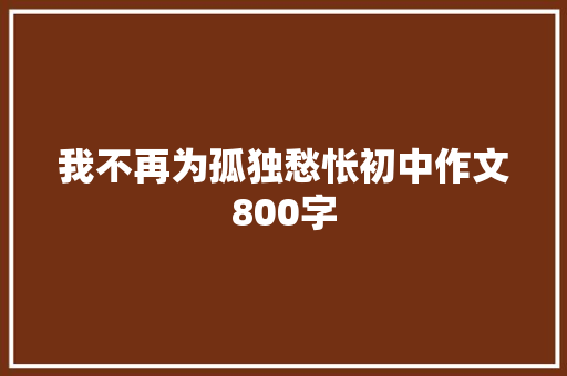 我不再为孤独愁怅初中作文800字